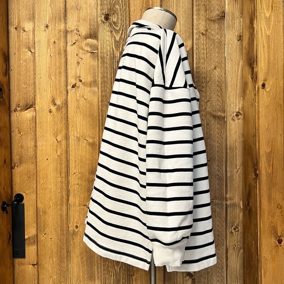 Old Navy XXL Quarter Zip White Black Stripe Sweatshirt Casual Loungewear - Picture 4 of 9